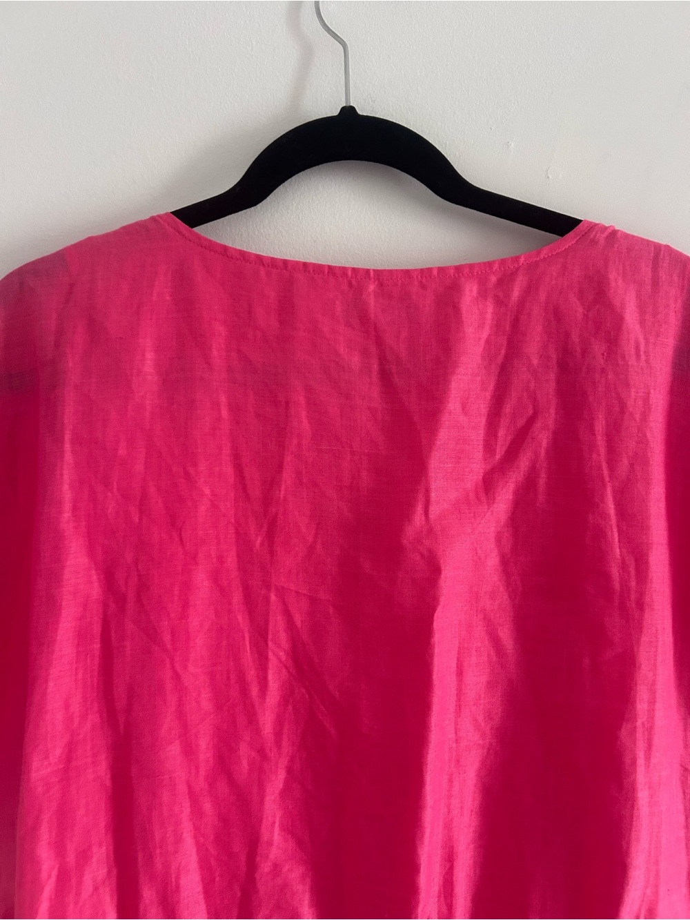 Linen Country Road Hot Pink V-Neck Tiered Drawstring Tunic - Picture 11 of 11